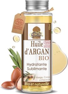 Huile d'argan bio certifiée ECOCERT - Régénération peau et cheveux