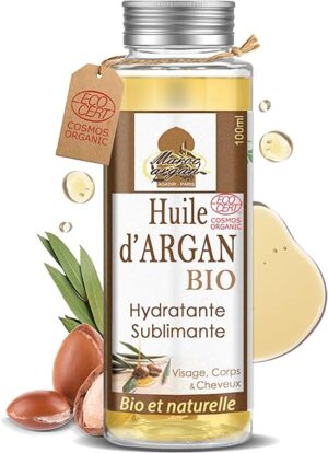 Huile d'argan bio certifiée ECOCERT - Régénération peau et cheveux